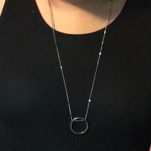 Silver long hoop necklace